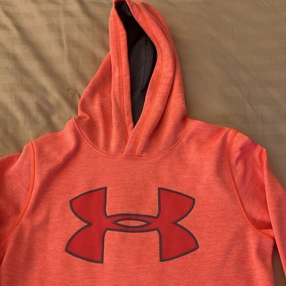 Under Armour Coldgear Hoodie Unisex Youth Large. Neon Orange. - Picture 2 of 8